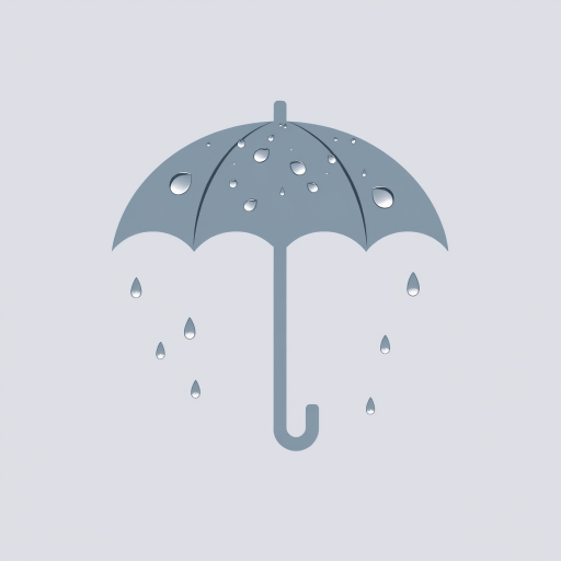 Create a high-resolution image of a simple umbrella icon with raindrops, using a DSLR camera with a 50mm lens, aperture at f/2.8, shutter speed of 1/100s, ISO 200, and a clean, minimalistic background for clarity.