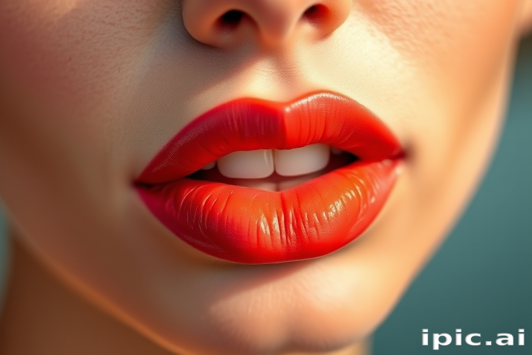 Enchanting visual of gradient coral lips blending seamlessly from light to dark, emphasizing a sun-kissed glow and youthful radiance