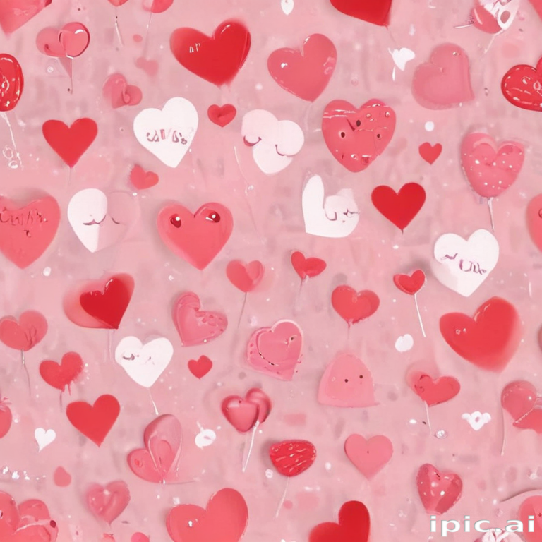 Colorful Collection of Hearts on a Soft Pink Background for Romance