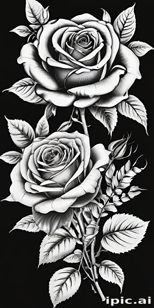 roses clipart black and white