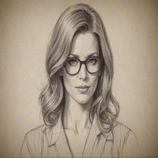 Fetching Poppy Montgomery, pencil sketch, portrait of Enticing woman 1928s in glasses, hair style beatnik, outline, clear lines, fine lines, 8k