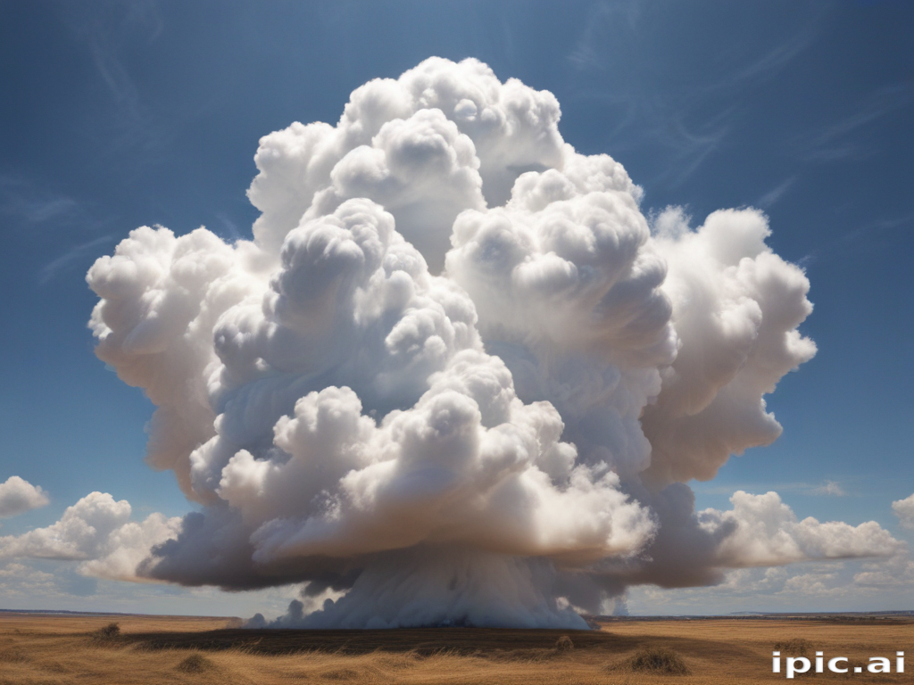 A Majestic Explosion of Clouds Against a Clear Blue Sky Background