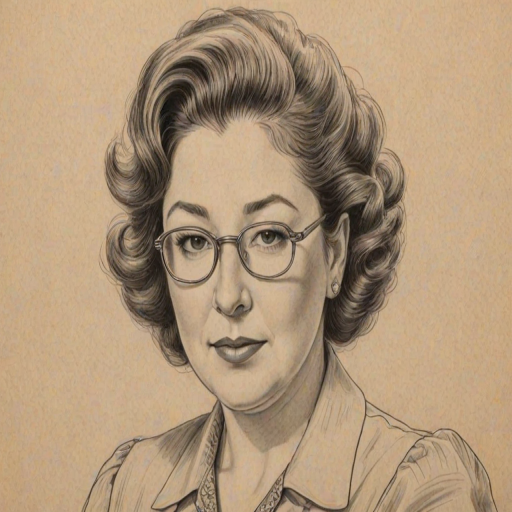 Enticing Margo Martindale, pencil sketch, portrait of Elegant woman 1941s in glasses, hair style beatnik, outline, clear lines, fine lines, 8k