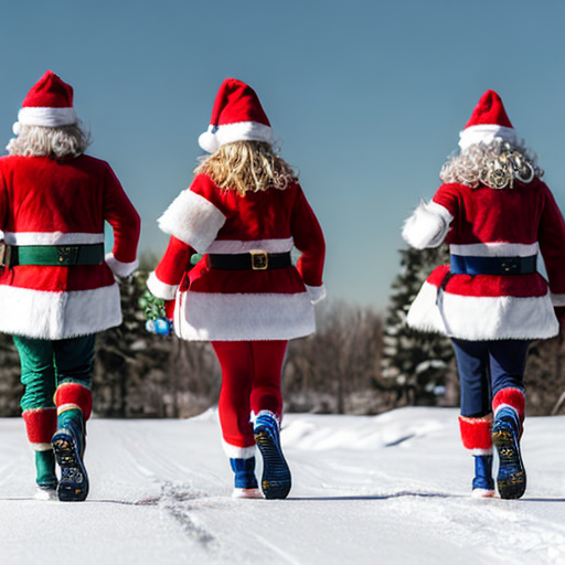 Santa Blog santa doing exercise with with elves and reindeer in north pole