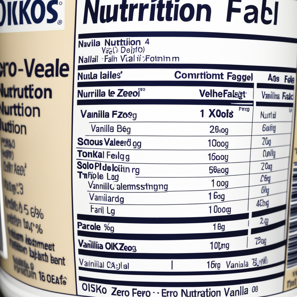 oikos triple zero vanilla nutrition label
