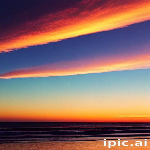 Vibrant Sunset Over the Ocean with Striking Pink and Blue Clouds