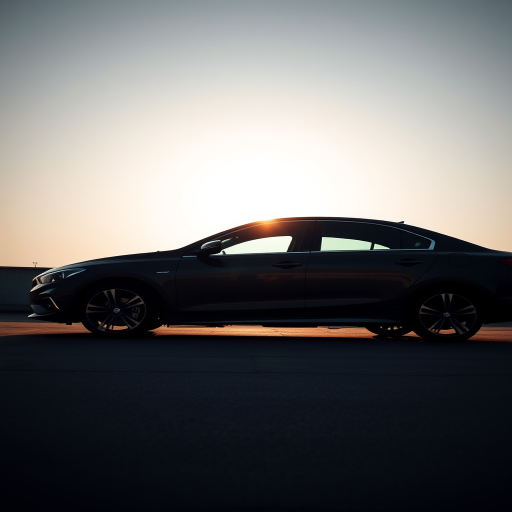 Create a high-resolution side view silhouette of a modern sedan with detailed wheels, using a DSLR camera at f/8 aperture, ISO 100, 1/200s shutter speed, taken from eye level with a 50mm lens in natural lighting for enhanced clarity.