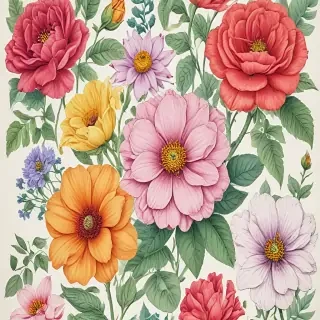color drawings of flowers