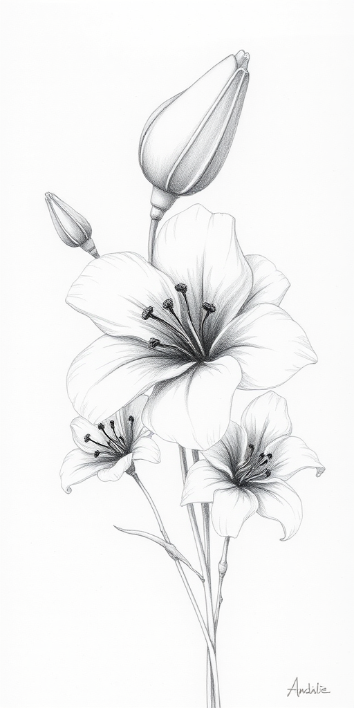flower drawings pencil