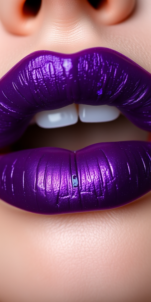Enchanting Amethyst Aura lip style featuring a rich purple hue, duochrome shift, and moisturizing ingredients, ideal for creating mystical and otherworldly makeup looks