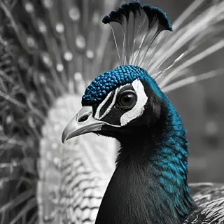 peacock black and white