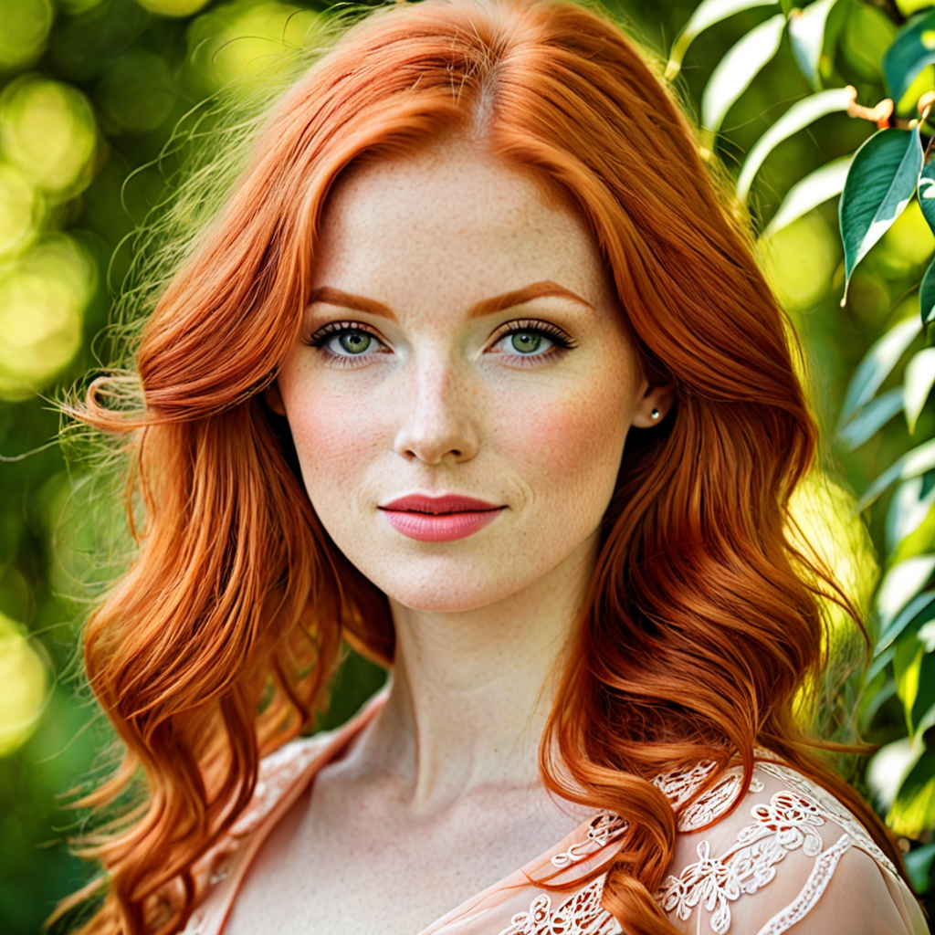 Redhead peach woman