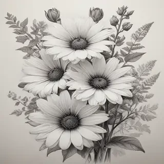 pencil drawn flowers