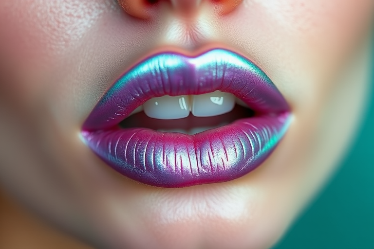 Duochrome lip topper dubbed "Galactic Gleam" that shifts from lavender to mint green, adding dimension and intrigue to any lip color
