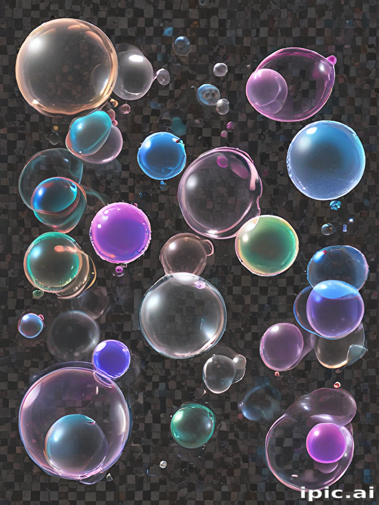 Colorful Soap Bubbles Floating Elegantly Against a Dark Checkered ...