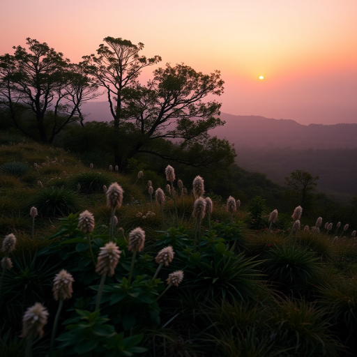Generate a high-quality image of a serene landscape at sunrise with soft pastel colors, using a Canon EOS R5, f/8 aperture, 24mm lens, ISO 100, with a wide-angle view and a soft focus style.