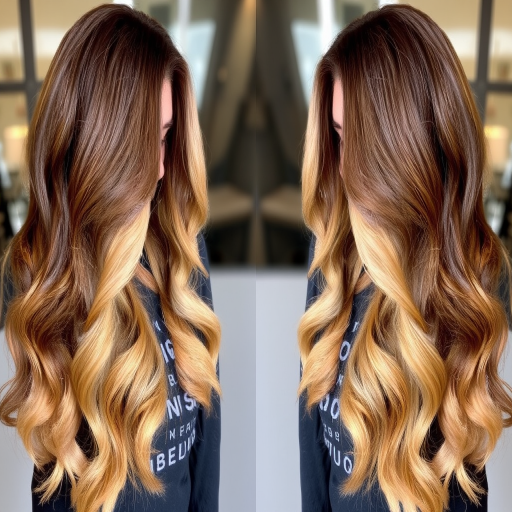 Elegant Balayage Mermaid Waves cascading down to waist-length, seamlessly transitioning from rich chocolate brown roots to sun-kissed golden blonde ends, exuding effortless beachy glamour