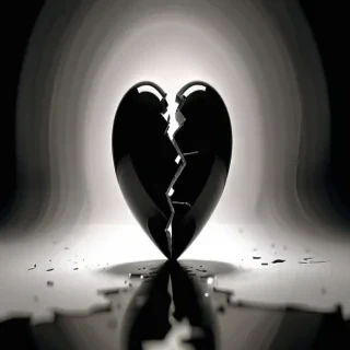 broken heart in black