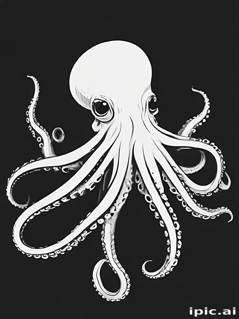 octopus clipart black and white