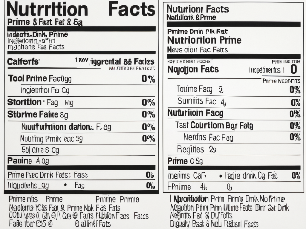 ingredients prime drink nutrition facts