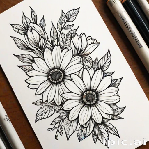 line work flowers