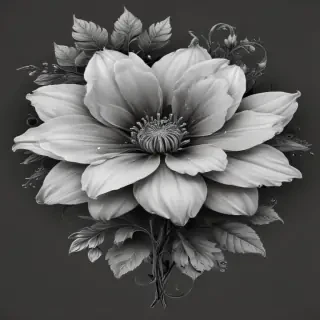 flower clipart black and white