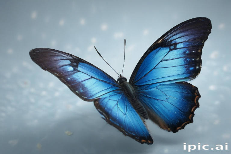 A Vibrant Blue Butterfly Spreading Its Wings Against a Soft Background