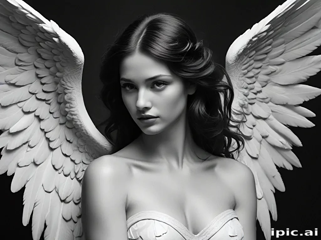 black and white angel drawings
