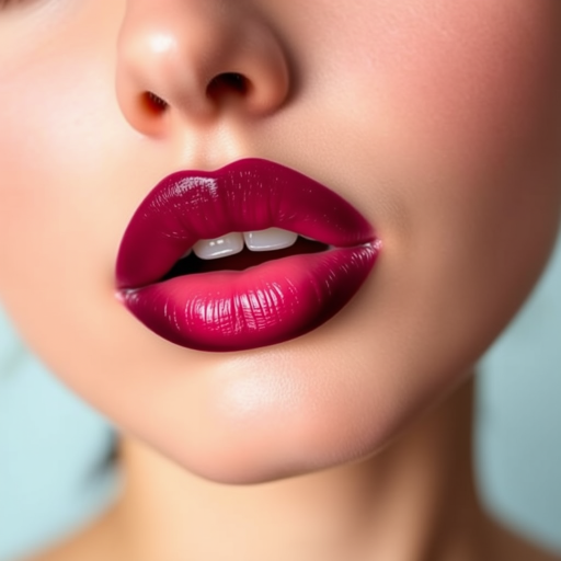 Dramatic ombre woman lips transitioning from dark plum to light pink, creating an eye-catching gradient effect