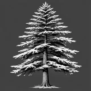 black and white pine tree clipart