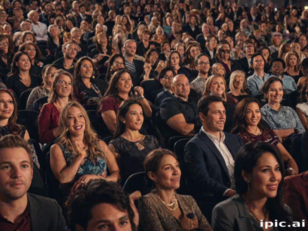 Excited Audience Captivated by a Live Performance in a Theater Setting