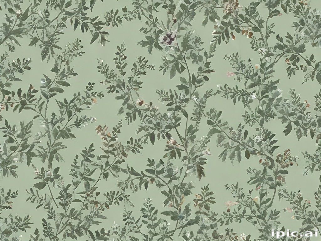 Delicate Green Floral Pattern with Subtle Botanicals on a Soft Background