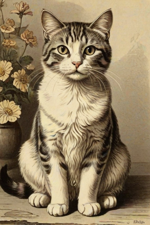 vintage cat illustration