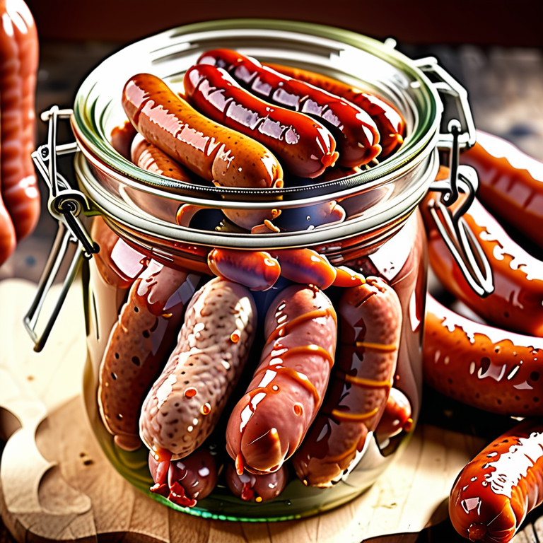 hot sausages in a jar