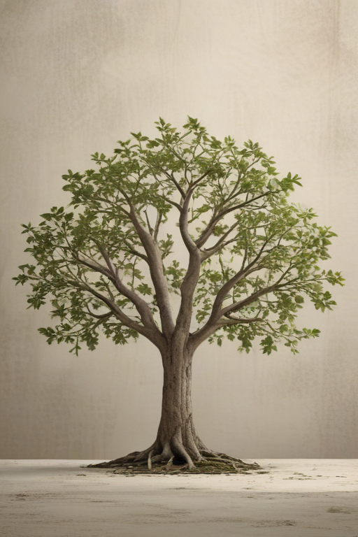 A Majestic Tree with Lush Green Leaves Against a Soft Background