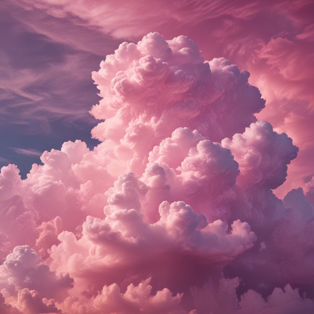Majestic Cotton Candy Clouds Illuminated by a Beautiful Sunset Sky