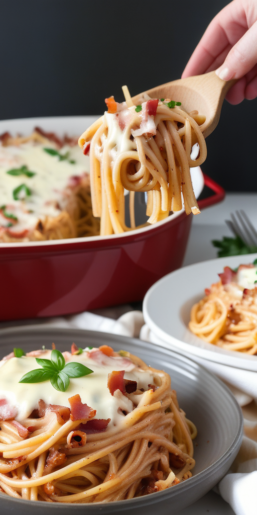 bacon cream cheese baked spaghetti