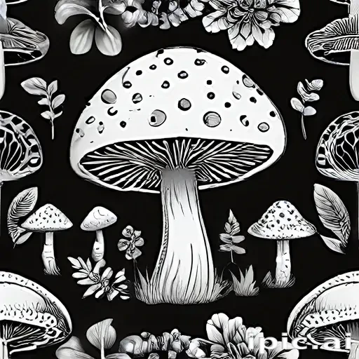 mushroom clip art black and white