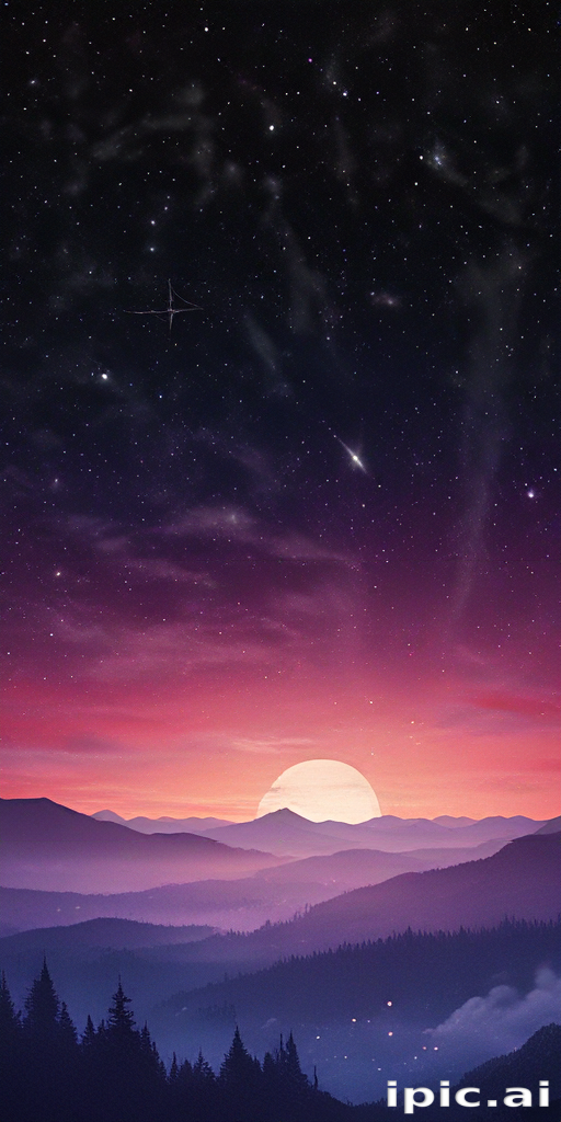 Stunning Twilight Landscape: A Majestic Sunset Over Serene Mountain Ranges