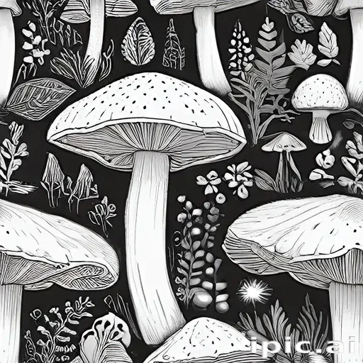 mushroom line art