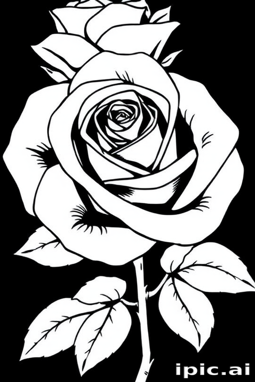 rose clip art black and white