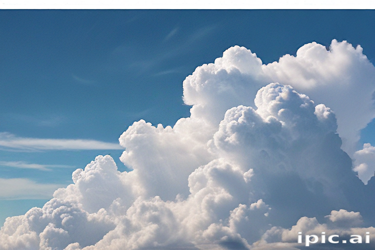 Fluffy White Clouds Floating in a Bright Blue Sky Above Us