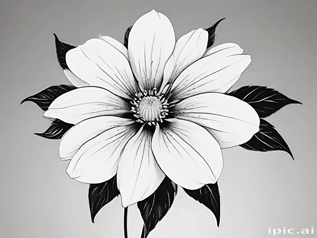 flower clip art black and white
