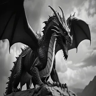 dragon black and white