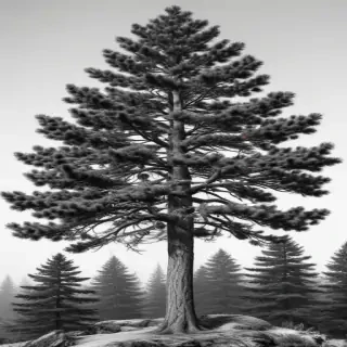 black and white pine tree clip art