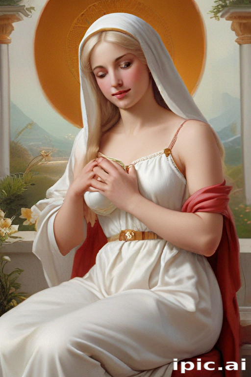 Serene Portrait of a Young Woman in a Flowing White Dress