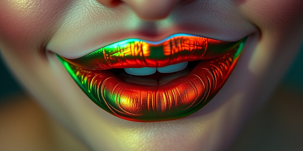 Duochrome copper to green lips called "Mermaid's Secret" shift colors in different lighting, creating an enchanting and mesmerizing effect for underwater-themed parties