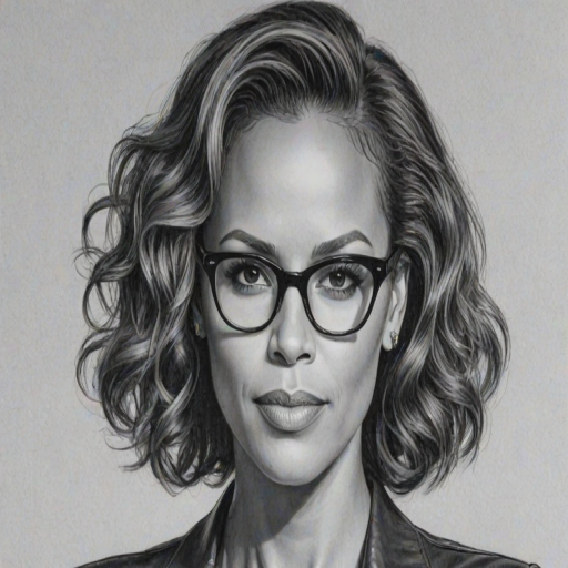 Attractive Nicole Ari Parker, pencil sketch, portrait of Wonderful woman 1943s in glasses, hair style beatnik, outline, clear lines, fine lines, 8k
