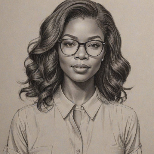 Enchanting Gabrielle Union, pencil sketch, portrait of Appealing woman 1943s in glasses, hair style beatnik, outline, clear lines, fine lines, 8k