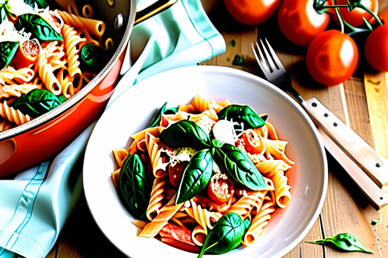 creamy tomato and spinach pasta